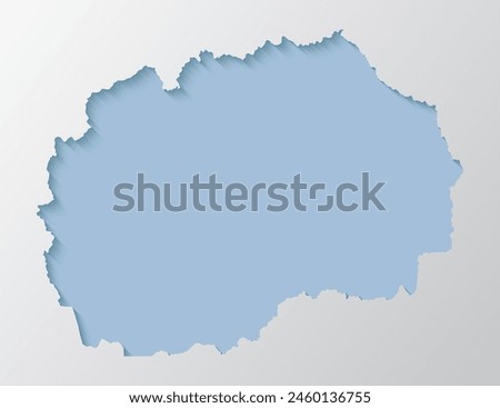 Vector map North Macedonia with abstract inner shadow isolated on background. Template Europe country for pattern, design, illustration, backdrop. Creative paper cut map effect of the Macedonia