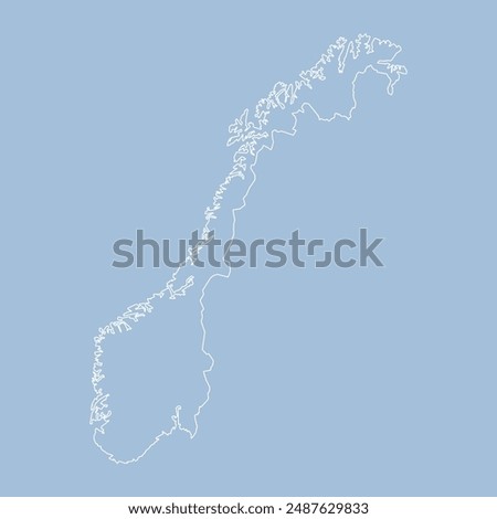 Detailed vector map Norway - border, frontier, boundary country - isolated on background. Template Europe outline country for pattern, report, infographic, backdrop. Silhouette of the map Norway