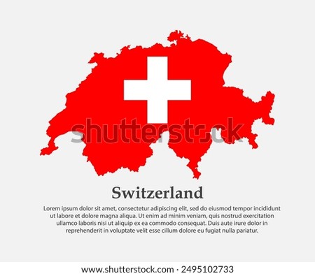 Vector map Switzerland made national flag isolated on background. Template Europe creative state flag for design, illustration, pattern, report, infographic, backdrop. Concept symbol of Switzerland