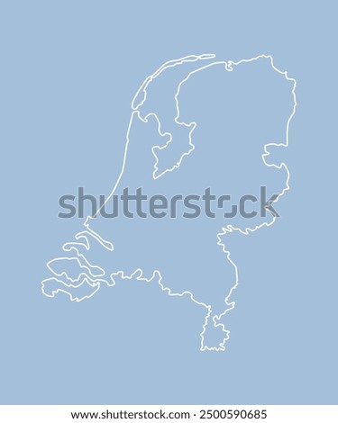 Detailed vector map Netherlands - border, frontier, boundary country - isolated on background. Template Europe outline country for pattern, report, infographic, backdrop. Silhouette of map Netherlands