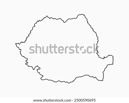 Detailed vector map Romania - border, frontier, boundary country - isolated on background. Template Europe outline country for pattern, report, infographic, backdrop. Silhouette of the map Romania