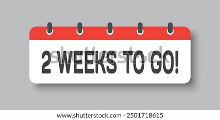 Countdown weekly page calendar icon - two weeks left. Vector number day to go. Agenda app, business deadline, date. Reminder, schedule simple pictogram. Countdown for sale, promotion. Two weeks to go