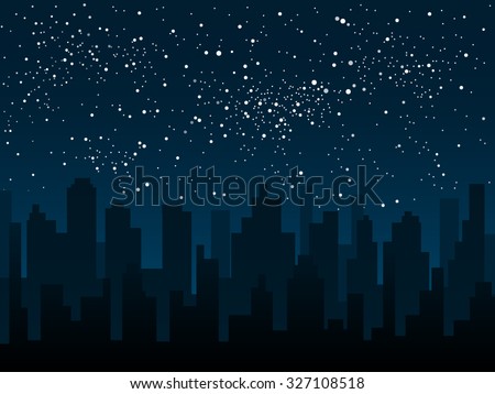 Vector Background. Starry Night Sky. Stars, Sky, Night. Silhouette Of ...