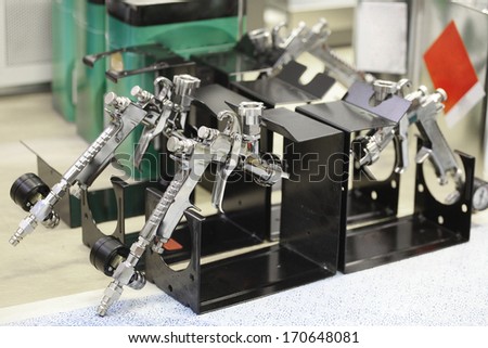 Pneumatic guns on a stand