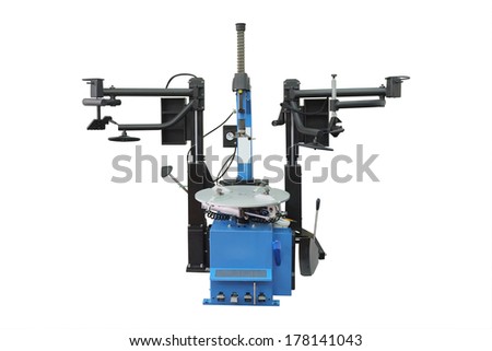 The image of tyre fitting machine under the white background