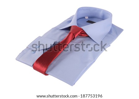 Necktie on a shirt under the white background