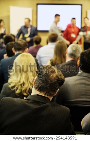 Business Conference and Presentation. Audience at the conference hall