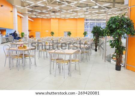 MOSCOW, RUSSIA  -  MARCH 24, 2015: Interior of the cafe in Crocus City Mall. Crocus City complex (Mall, Expo, Hotels, Concert hall, Restaurants)