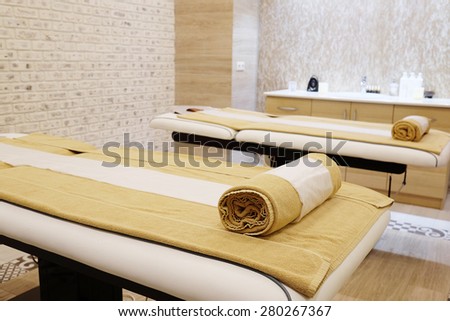 Interior of a massage room in a spa