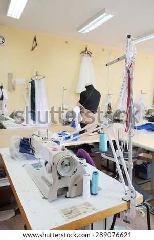 Interior of a garment factory shop
