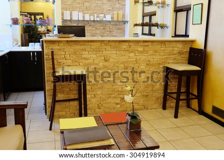 The image of a reception desk