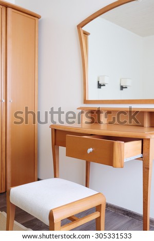 dressing table in a hotel room