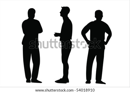 Vector Illustration Of Three Men Silhouettes Under The White Background ...