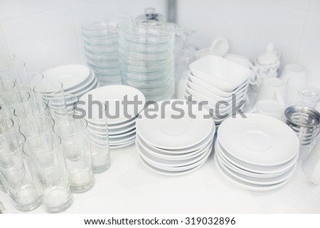 washed dishes in the restaurant