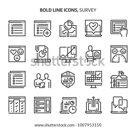 Survey, bold line icons. The illustrations are a vector, editable stroke, 48x48 pixel perfect files. Crafted with precision and eye for quality.