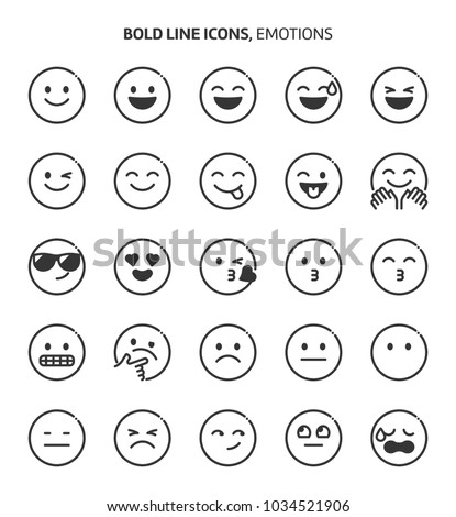 Emotions, bold line icons. The illustrations are a vector, editable stroke, 48x48 pixel perfect files. Crafted with precision and eye for quality.