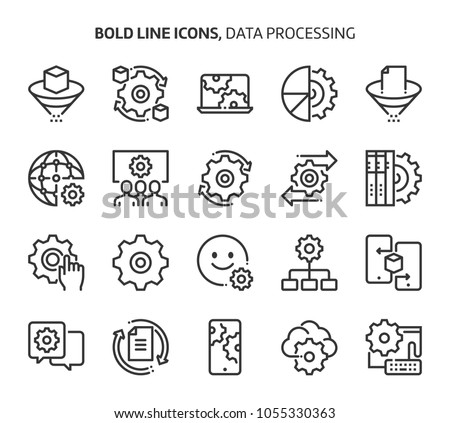Data processing, bold line icons. The illustrations are a vector, editable stroke, 48x48 pixel perfect files. Crafted with precision and eye for quality.