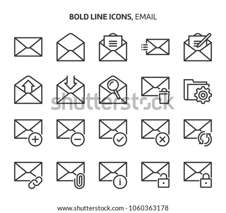 Email, bold line icons. The illustrations are a vector, editable stroke, 48x48 pixel perfect files. Crafted with precision and eye for quality.