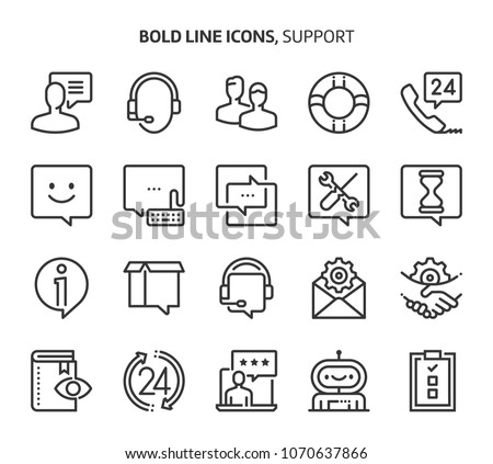 Support, bold line icons. The illustrations are a vector, editable stroke, 48x48 pixel perfect files. Crafted with precision and eye for quality.