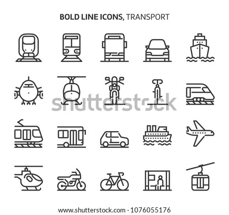 Transport, bold line icons. The illustrations are a vector, editable stroke, 48x48 pixel perfect files. Crafted with precision and eye for quality.
