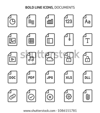 File types, bold line icons. The illustrations are a vector, editable stroke, 48x48 pixel perfect files. Crafted with precision and eye for quality.