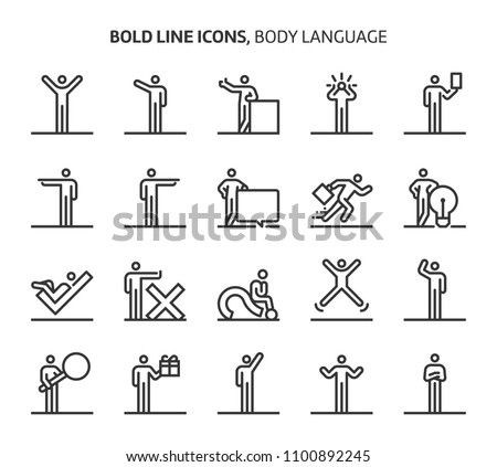 Body language, bold line icons. The illustrations are a vector, editable stroke, 48x48 pixel perfect files. Crafted with precision and eye for quality.
