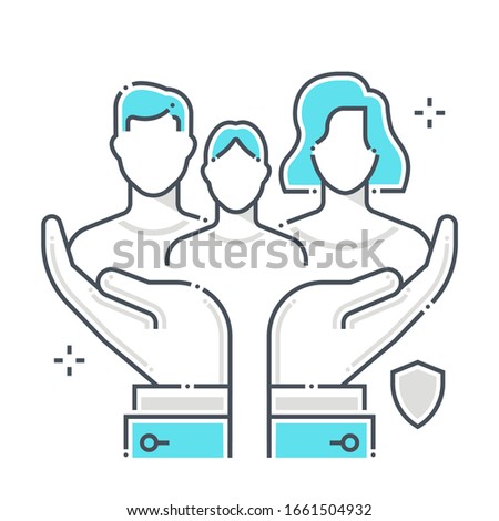 Family protection related color line vector icon, illustration. The icon is about assurance, child, health, life, custody,  health. The composition is infinitely scalable.