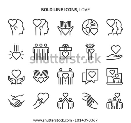 Love, bold line icons. The illustrations are a vector, editable stroke, 48x48 pixel perfect files. Crafted with precision and eye for quality.