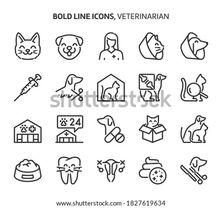 Veterinerian, bold line icons. The illustrations are a vector, editable stroke, 48x48 pixel perfect files. Crafted with precision and eye for quality.