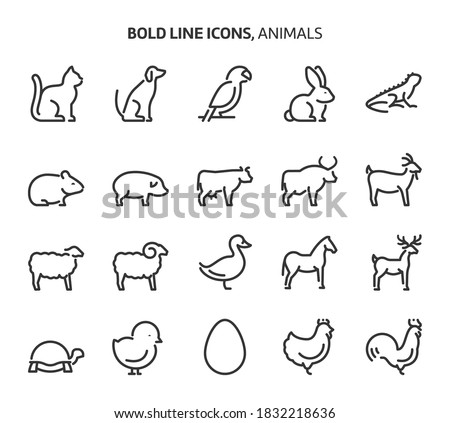 Animals, bold line icons. The illustrations are a vector, editable stroke, 48x48 pixel perfect files. Crafted with precision and eye for quality.