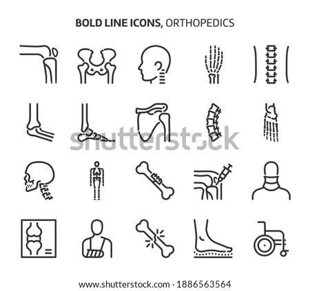 Orthopedics, bold line icons. The illustrations are a vector, editable stroke, 48x48 pixel perfect files. Crafted with precision and eye for quality.