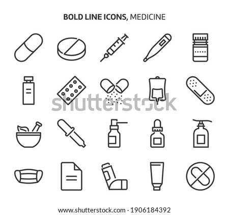 Medicine, bold line icons. The illustrations are a vector, editable stroke, 48x48 pixel perfect files. Crafted with precision and eye for quality.