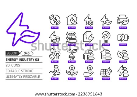 Energy industry 03 related, pixel perfect, editable stroke, up scalable, line, vector bloop icon set.