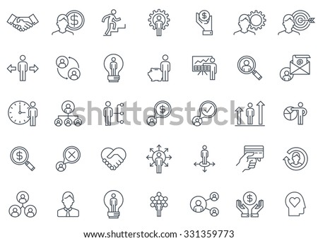 Business and finance icon set suitable for info graphics, websites and print media. Black and white flat line icons.