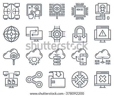 Internet and technology icon set  suitable for info graphics, websites and print media and  interfaces. Line vector icons.