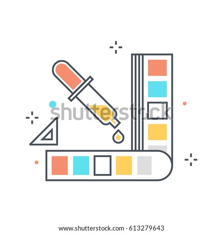 Color line, color picker concept illustration, icon, background and graphics. The illustration is colorful, flat, vector, pixel perfect, suitable for web and print. It is linear stokes and fills.