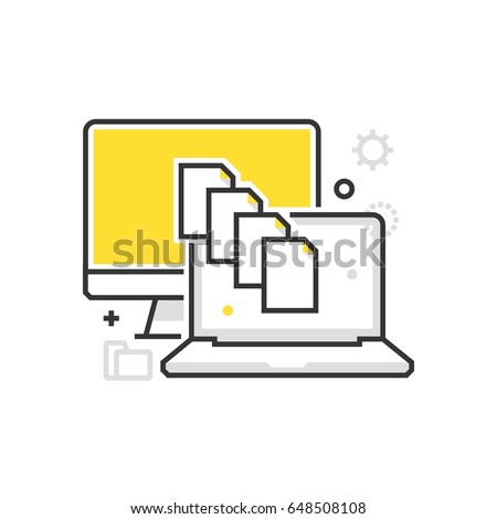 Color box icon, synchronization illustration, icon, background and graphics. The illustration is colorful, flat, vector, pixel perfect, suitable for web and print. It is linear strokes and fills.