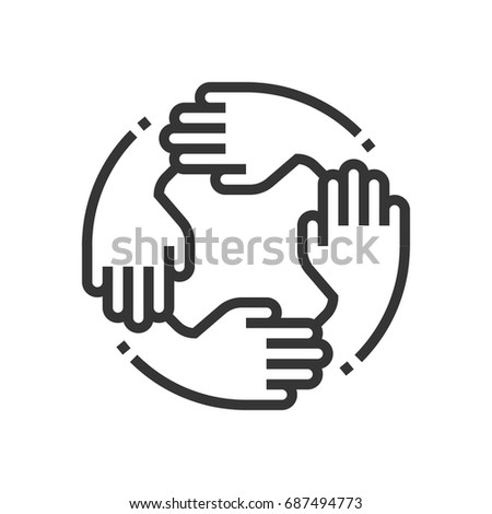 Teamwork icon, part of the square icons, business elements icon set. The illustration is a vector, editable stroke, thirty-two by thirty-two matrix grid, pixel perfect file.