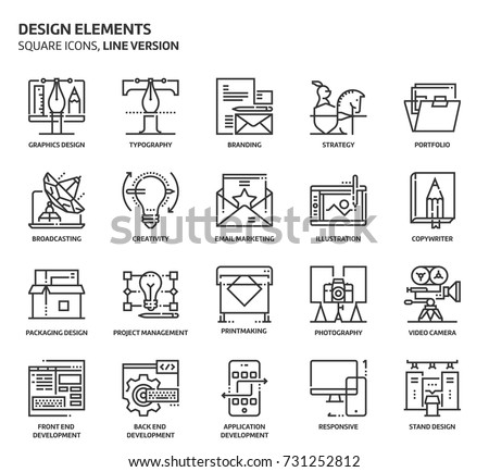 Design elements related, pixel perfect, editable stroke, up scalable vector icon set. 