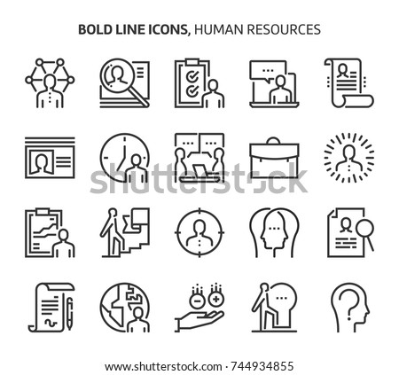 Human resources, bold line icons. The illustrations are a vector, editable stroke, 48x48 pixel perfect files.