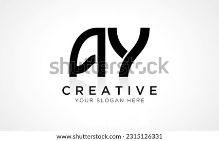 AY Letter Logo Design Vector Template. Alphabet Initial Letter AY Logo Design With Glossy Reflection Business Illustration.