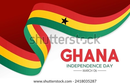 Happy Ghana Independence Day celebration every year in 6th March. Vector template for banner, greeting card, poster with background. Waving Ghana flags. Vector illustration.