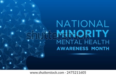 National minority mental health awareness month is observed every year in July. Vector template for banner, greeting card, poster with background. Vector illustration.