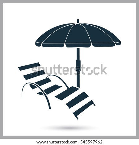 Beach chair and umbrella icon. Simple design for web and mobile