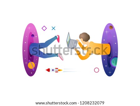 Similar – Image, Stock Photo Man flying through the air with an umbrella