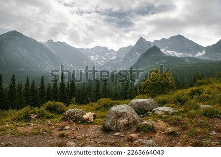 Tatra mountains landscape. Hala gąsienicowa in the spring period. View of the Kościelec Stok fotoğraf © 