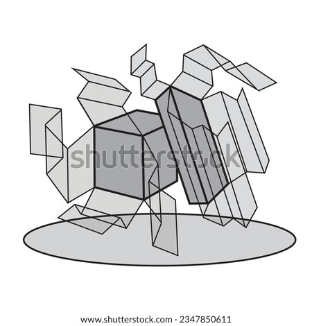 cubes unfolding on a platform