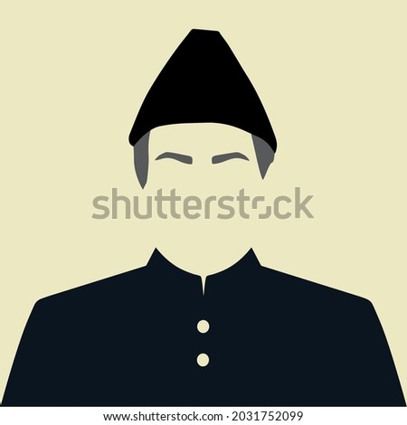 Minimal Illustration Portrait of Quaid-e-Azam Muhammad Ali Jinnah. Founder of Pakistan.
