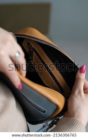 Similar – Image, Stock Photo Close-up of woman packing wooden box with freshly picked vegetebles on field