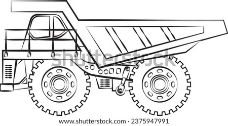 Line Art of Giant Mine Truck (vector)